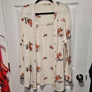 Floral Button-Down Shirt in Cream